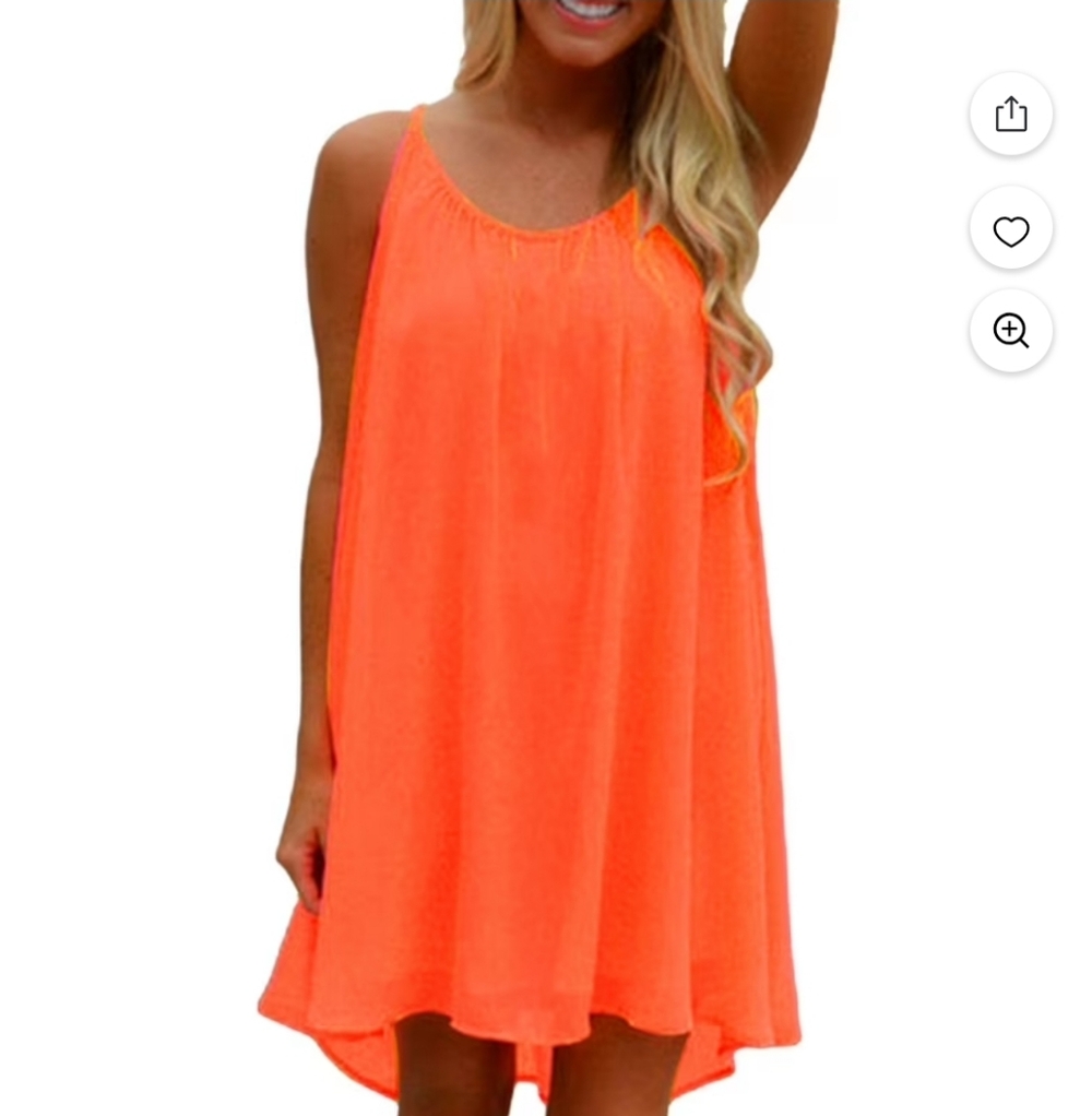 Women's Floryday Neon Orange Lined Summer Tank Dress Size medium